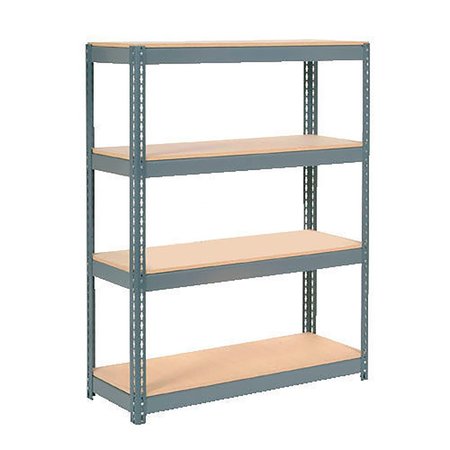 GLOBAL INDUSTRIAL Extra Heavy Duty Shelving 48W x 18D x 60H With 4 Shelves, Wood Deck, Gry B2297264